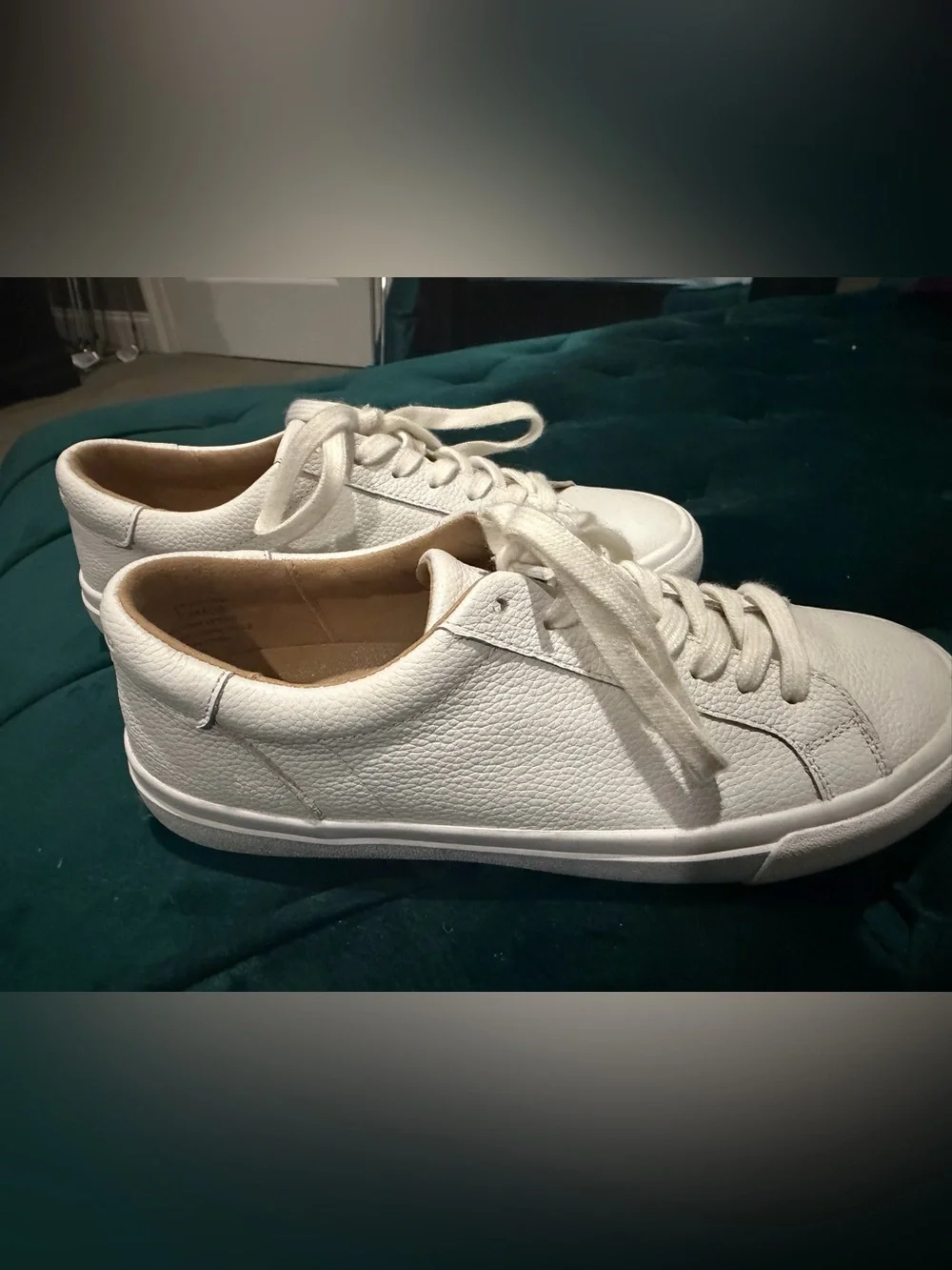 Classic White Textured Leather Sneakers